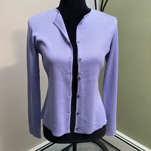 LOFT Periwinkle Silk Cardigan